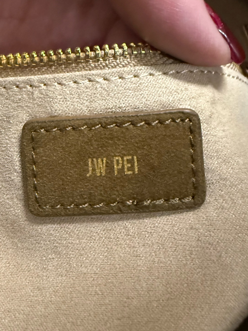 JW Pei Laura Woven Hobo Bag Olive Green Camel Faux Suede NWT - Picture 4 of 8